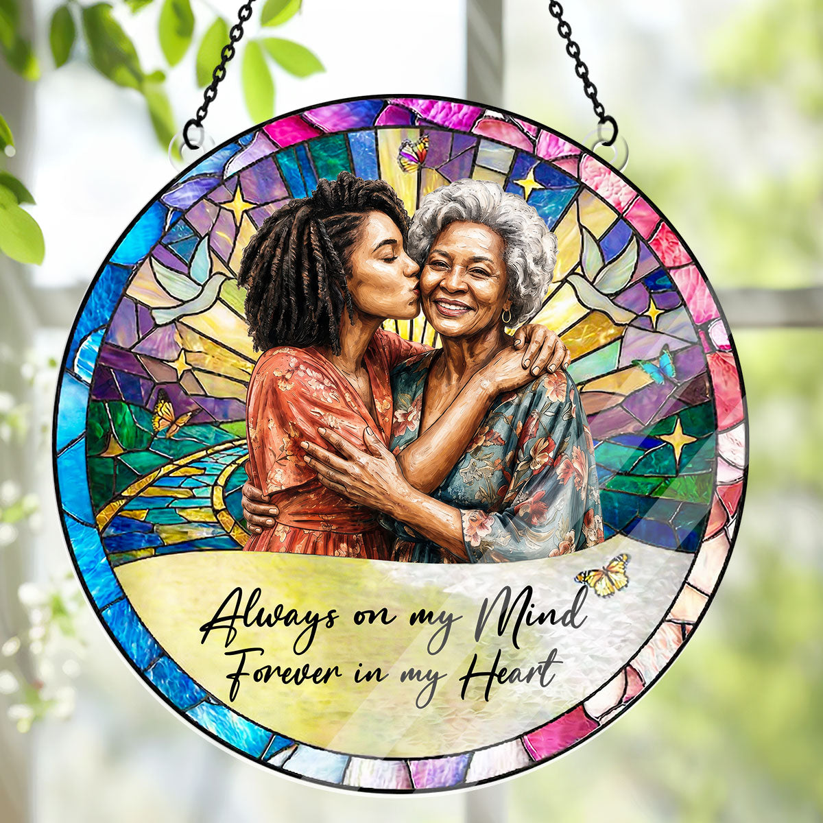 Always And Forever In Our Hearts  - Personalized Acrylic Suncatcher