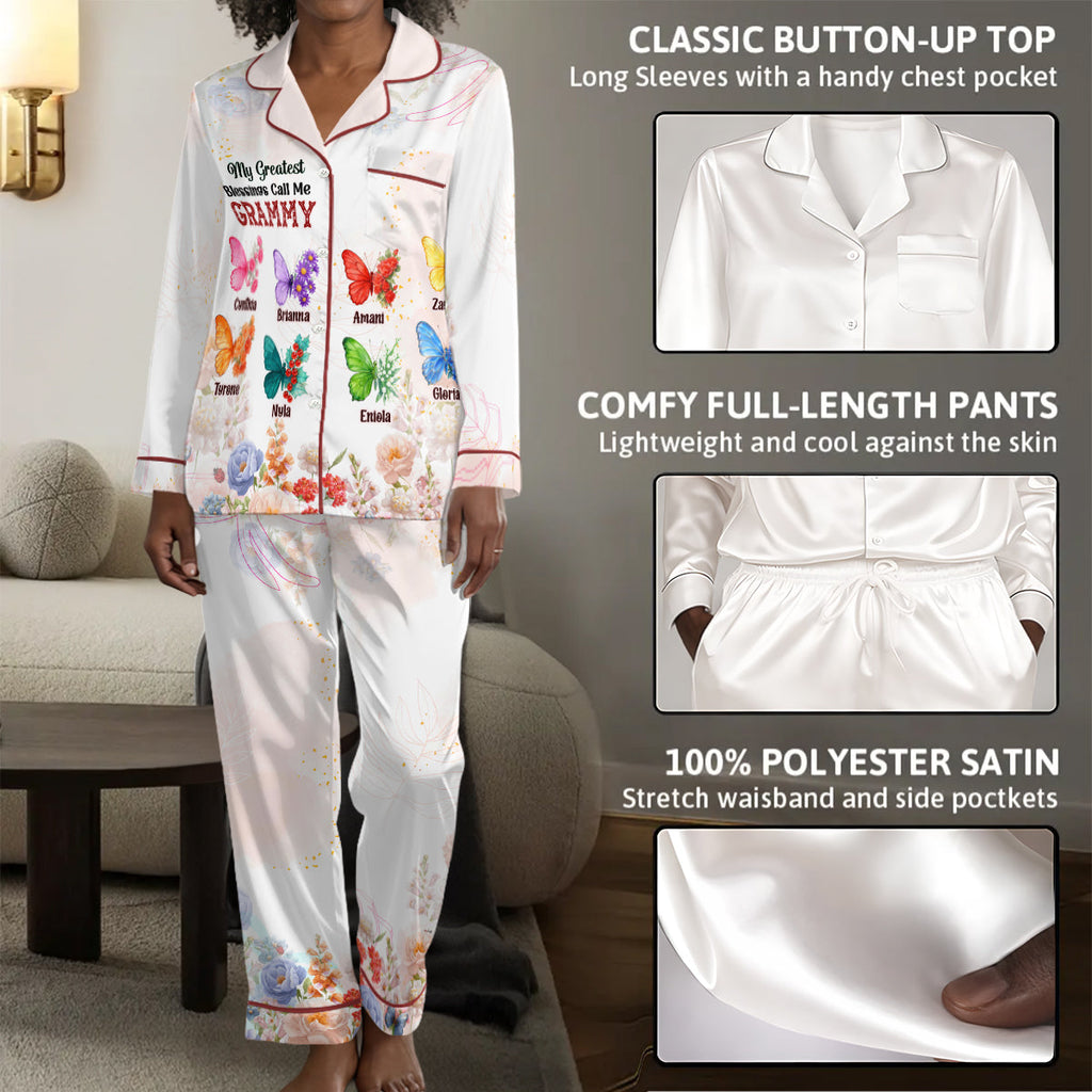 My Greatest Blessings Call Me - Personalized Satin PJM Set