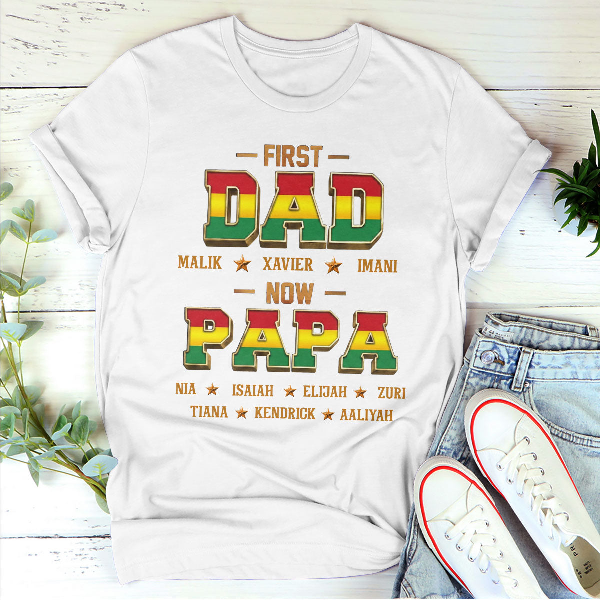 First Dad Now Papa - Personalized 2D Unisex T-shirt