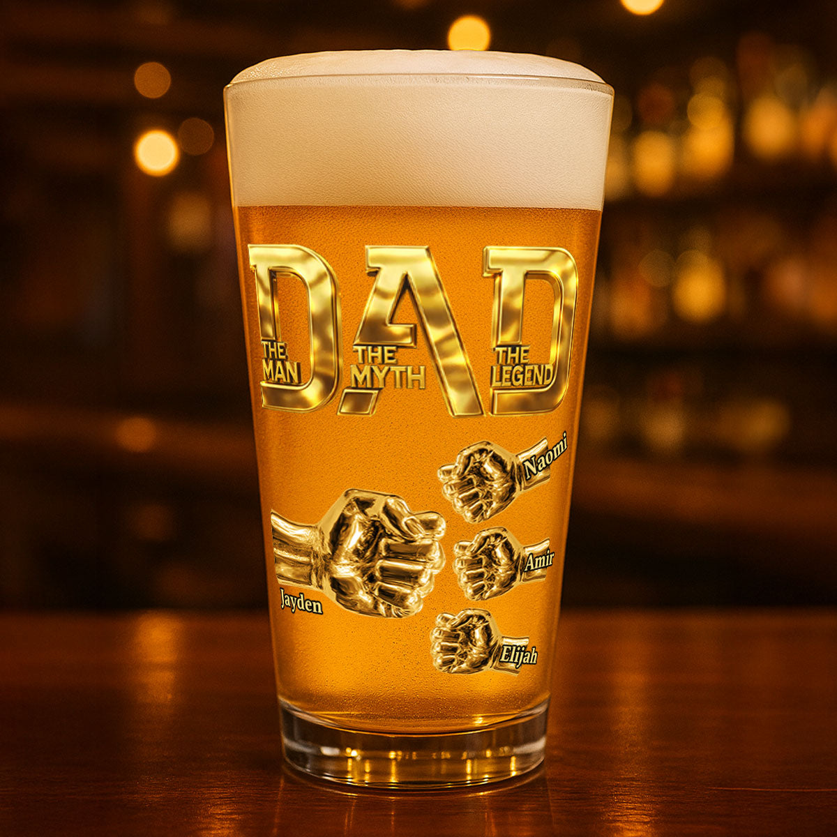 Dad The Man The Myth The Legend - Personalized Beer Glass