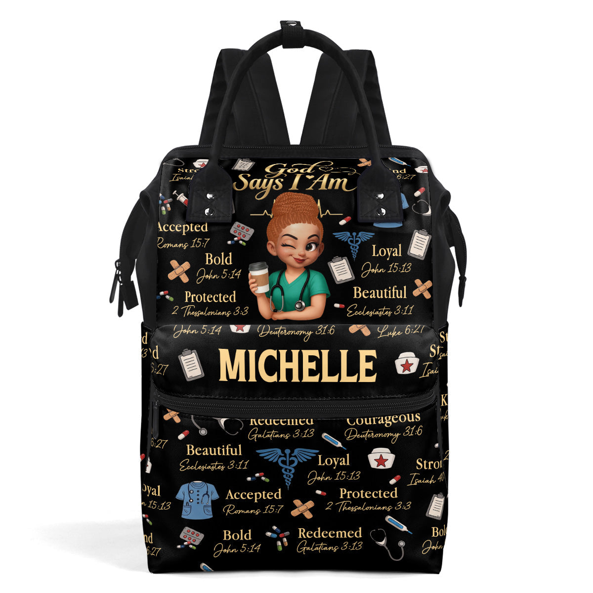 God Says I Am A Nurse - Personalized Duckbilled Backpack