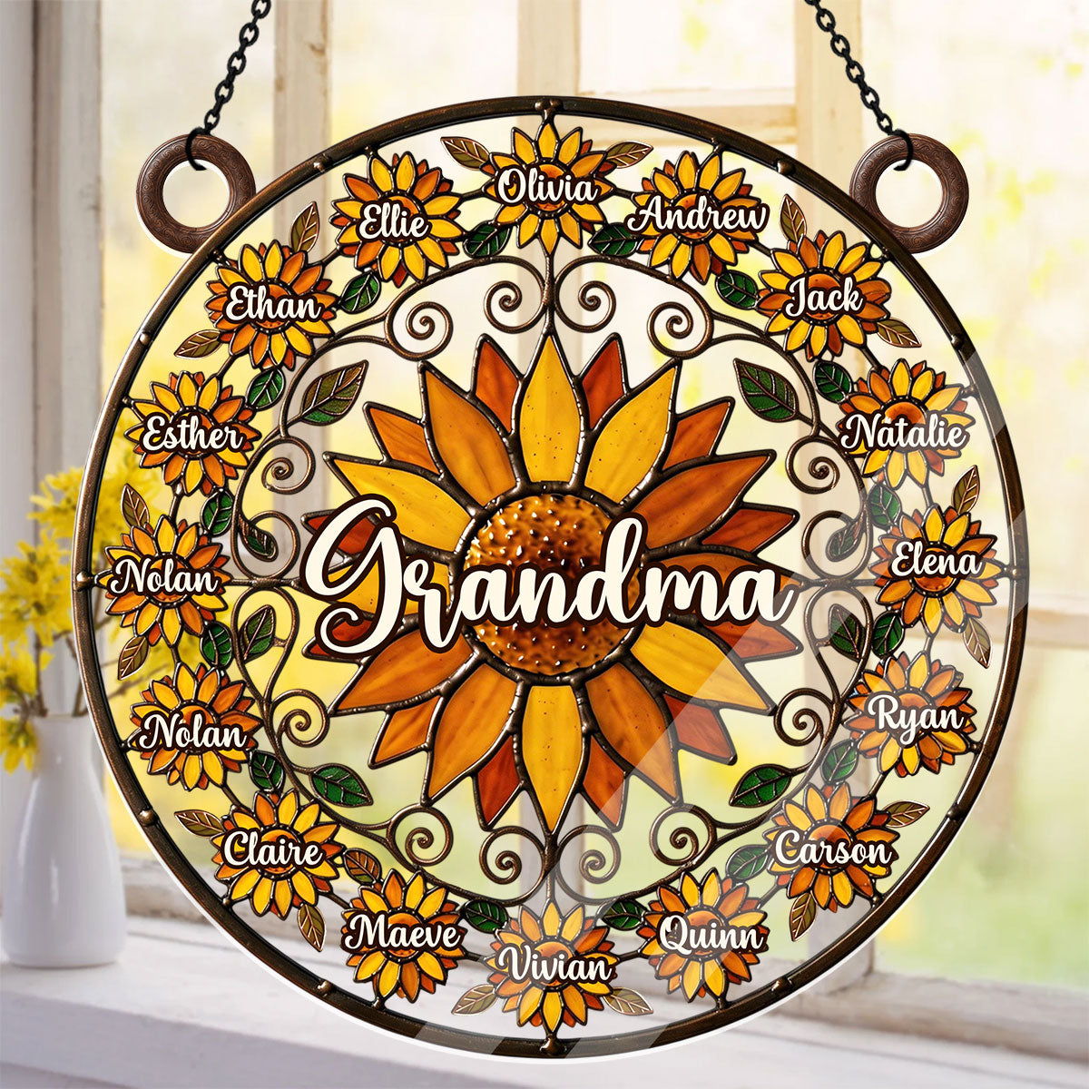 Love Being A Grandma Sunflower  - Personalized Acrylic Suncatcher