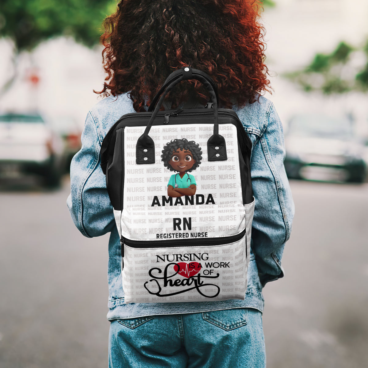 Nursing Is A Work Of Heart - Personalized Duckbilled Backpack