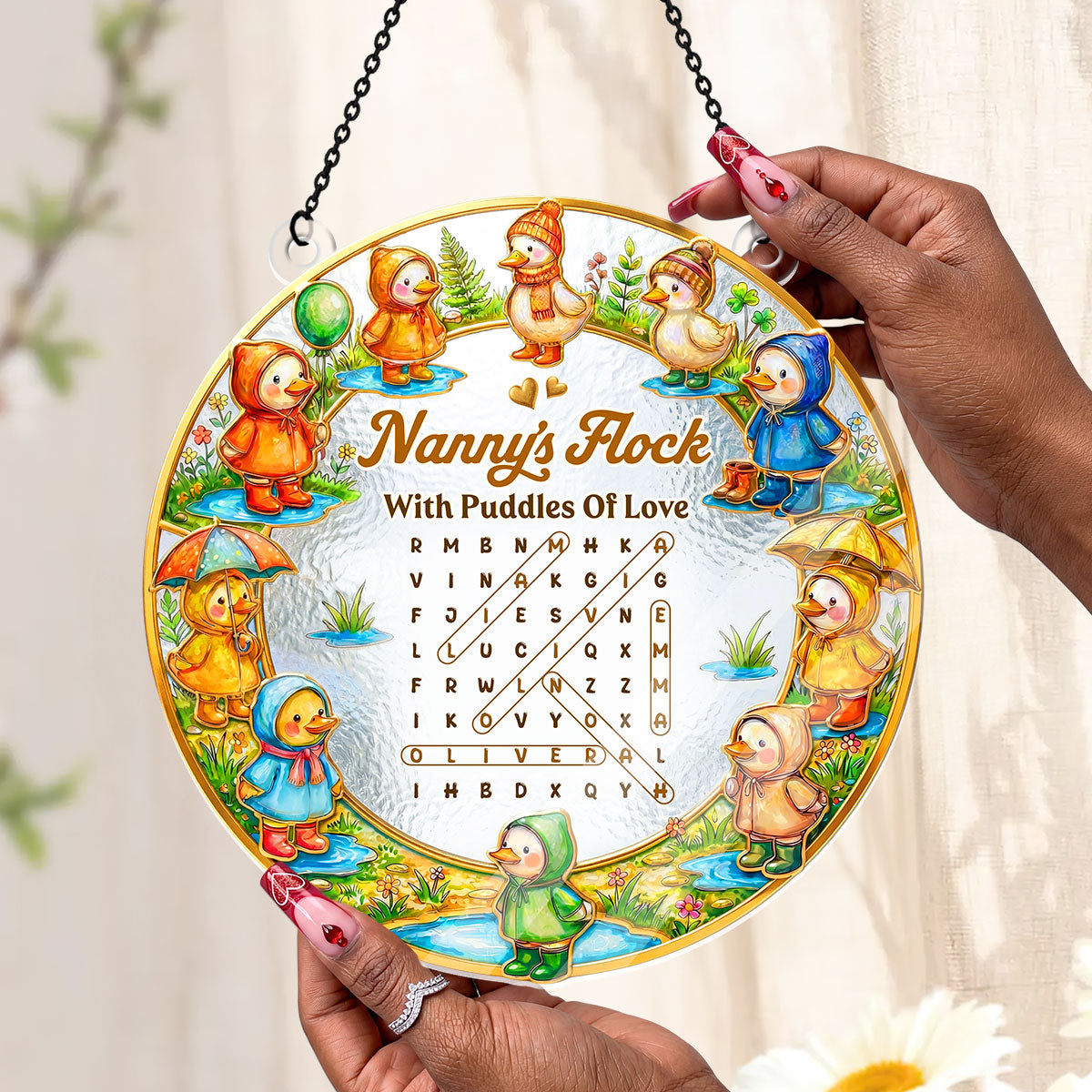Raincoat Family Flock - Personalized Acrylic Suncatcher