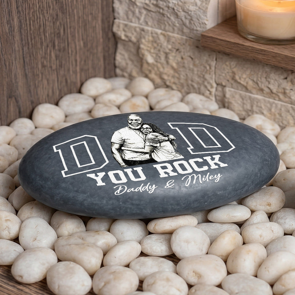 Custom Photo Pencil Sketch You Rock - Personalized Printed Rock
