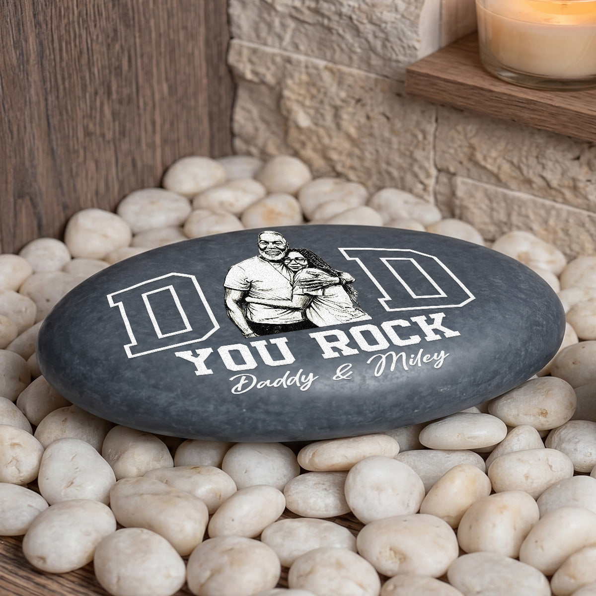 Custom Photo Pencil Sketch You Rock - Personalized Printed Rock