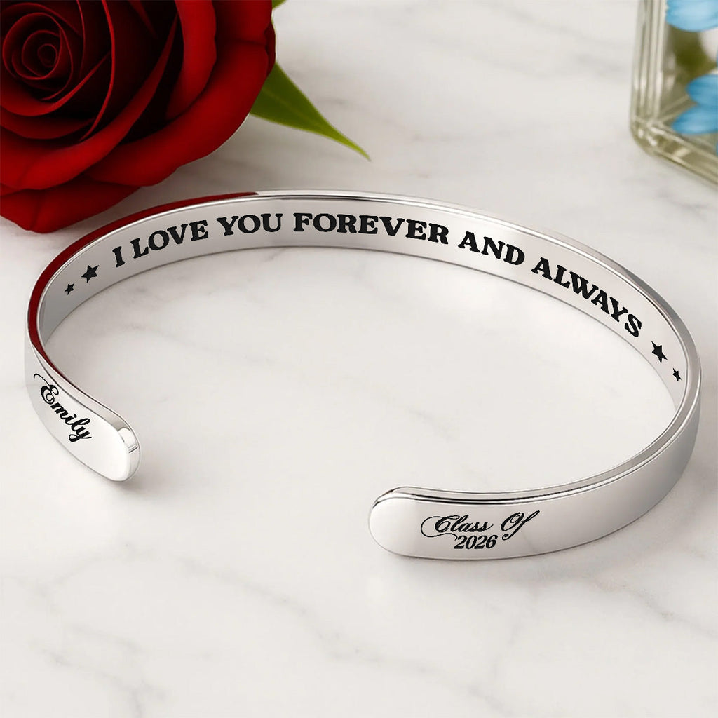 I'm In Heaven But I Won't Miss This Day - Personalized Cuff Bangle Bracelet With Box
