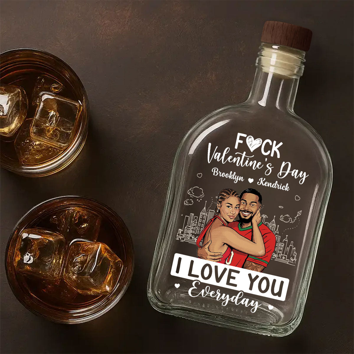 I Love You Everyday Comic Version - Personalized Whiskey Bottle