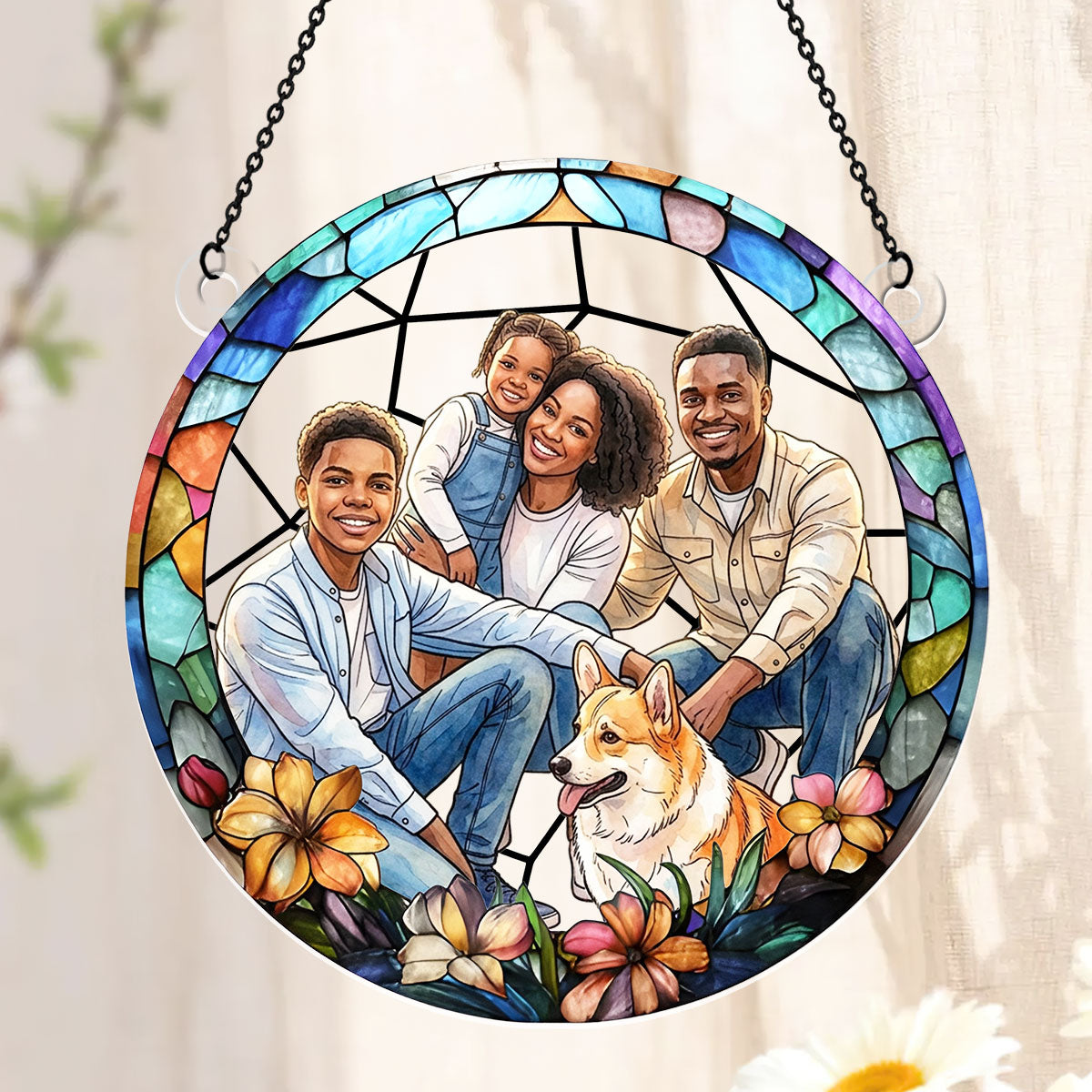 Custom Photo Style Suncatcher For Family And Bestie - Personalized Acrylic Suncatcher