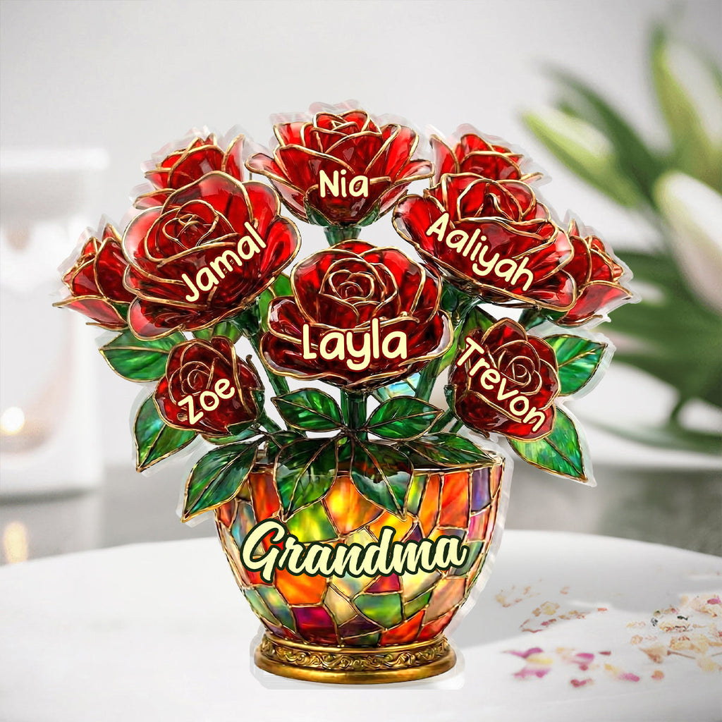 Grandma’s Roses Of Love - Personalized Custom Shaped Acrylic Plaque
