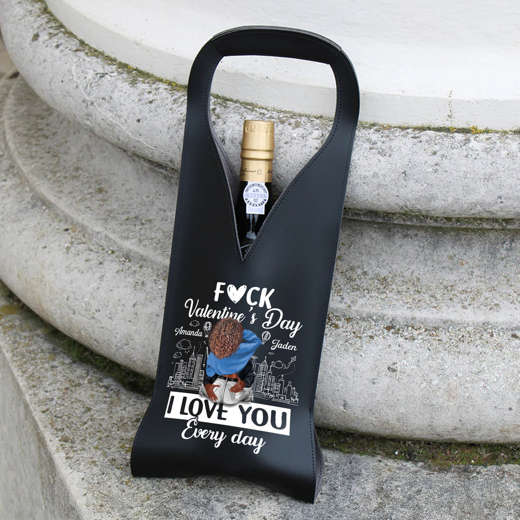 I Love You Every Day - Personalized Leather Wine Bag