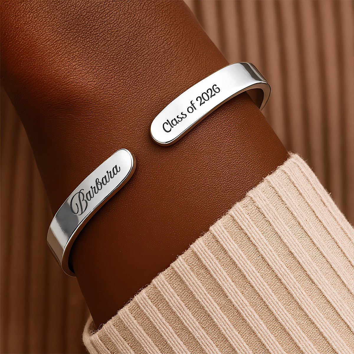 Enjoy The Ride And Never Forget Your Way Back Home - Personalized Cuff Bangle Bracelet With Box