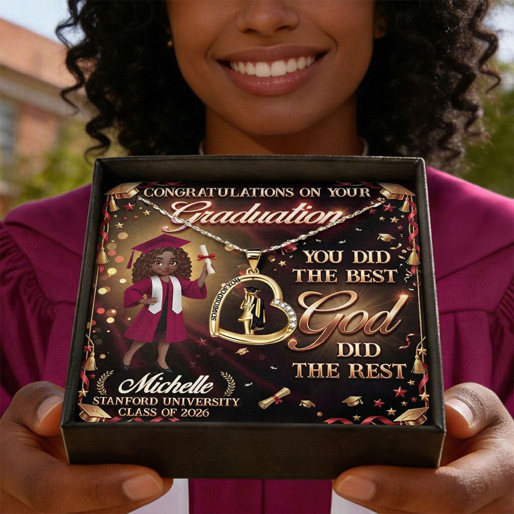 You Did The Best God Did The Rest - Personalized Graduation Girl Necklace