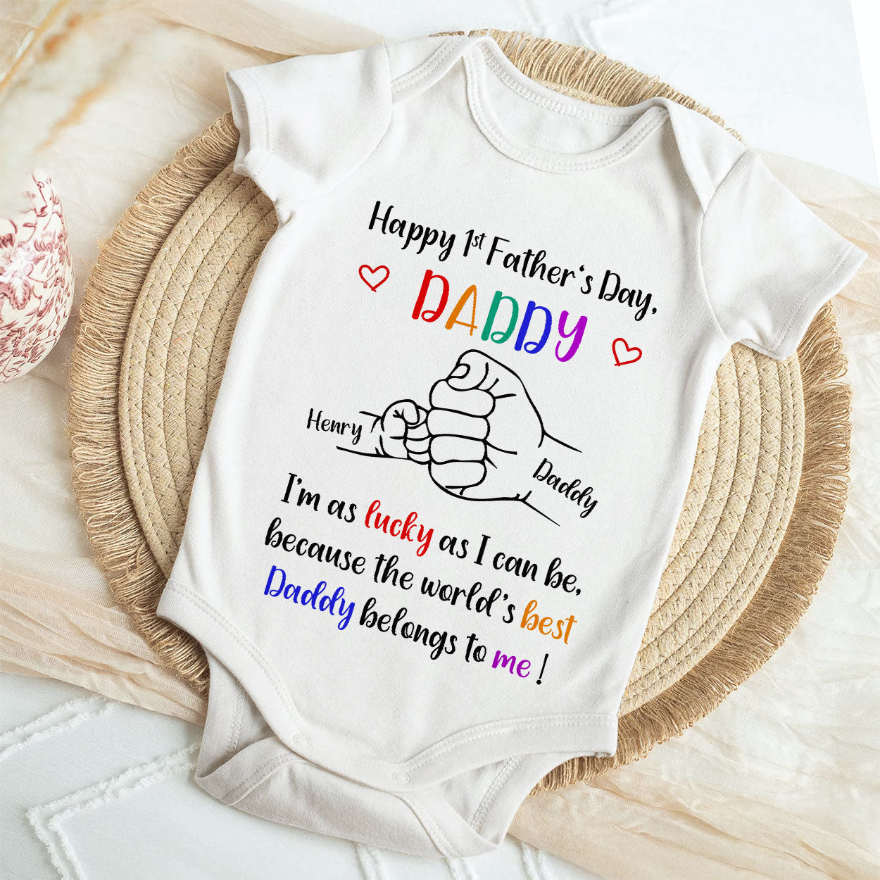 Happy First Father's Day - Personalized Baby Onesie