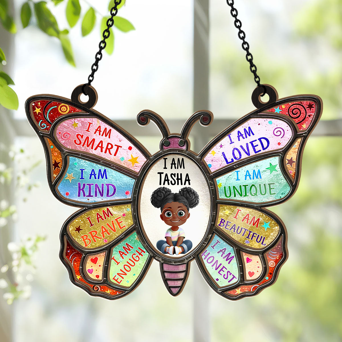I Am Smart I Am Kind - Personalized Window Hanging Suncatcher