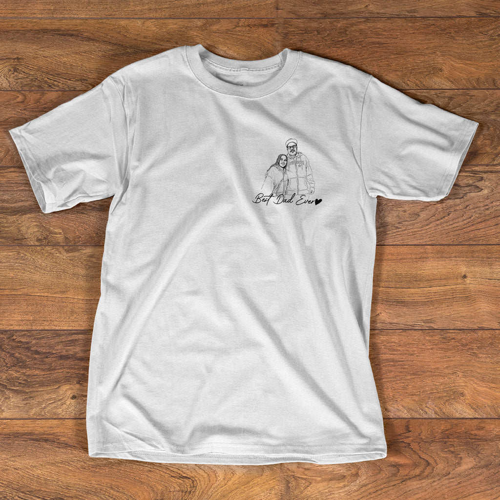 Custom Photo Pencil Sketch Best Dad Grandpa Ever Family Portrait - Personalized 2D Unisex T-shirt