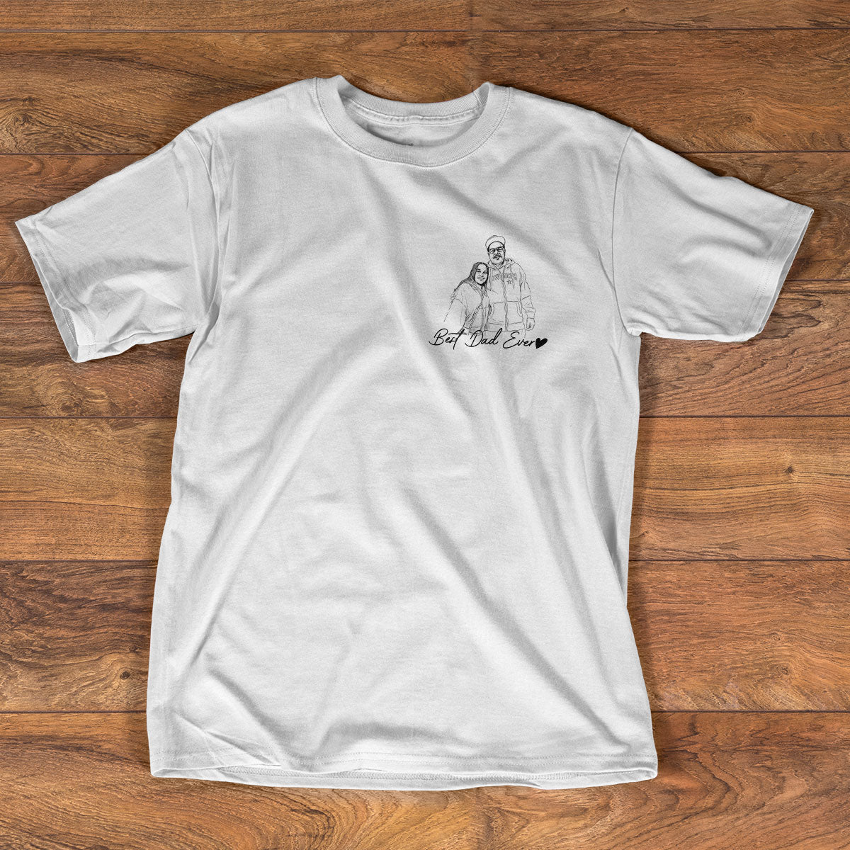 Custom Photo Pencil Sketch Best Dad Grandpa Ever Family Portrait - Personalized 2D Unisex T-shirt
