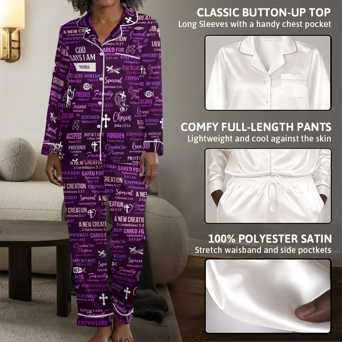 What God Says About You - Personalized Satin PJM Set