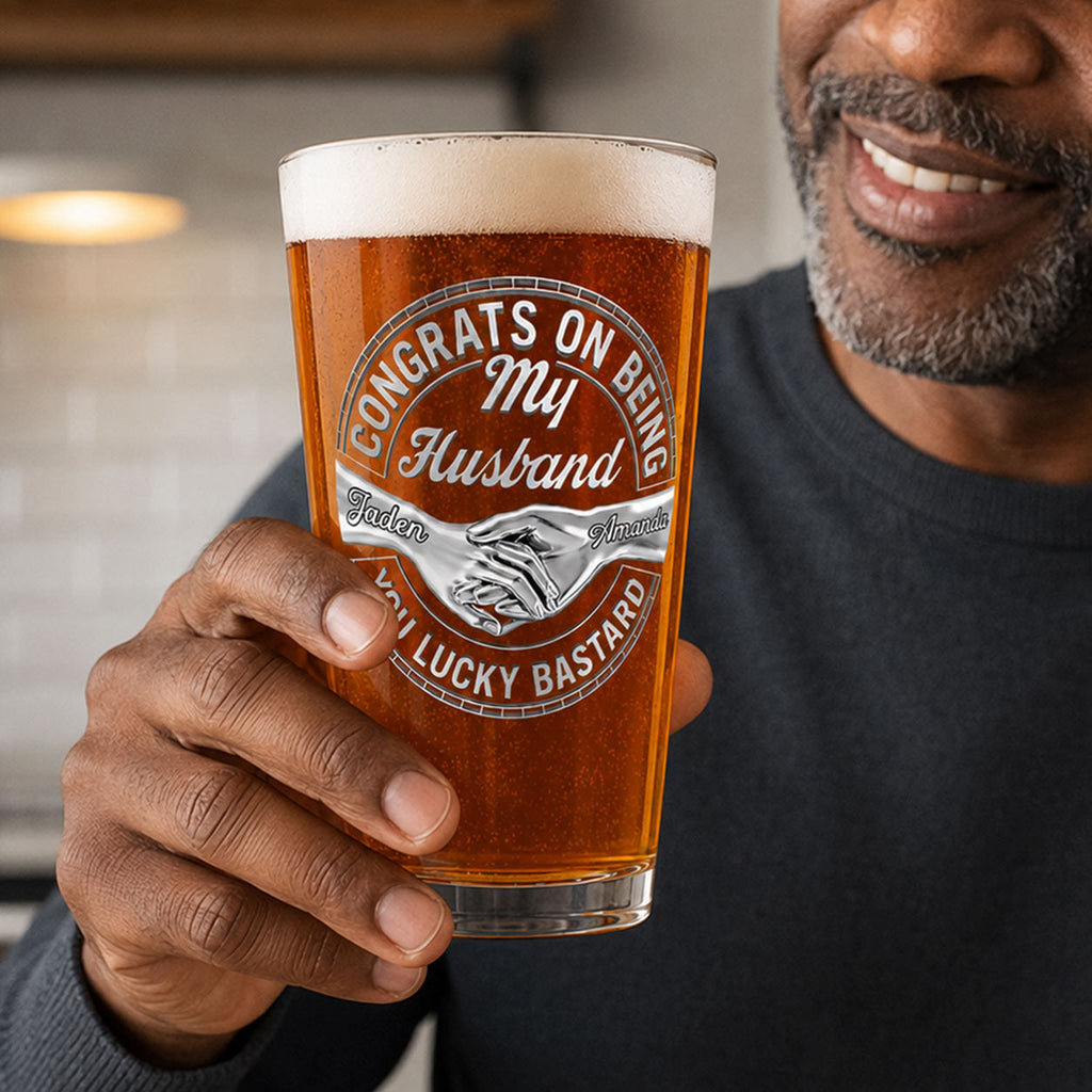 Congrats On Being My Husband - Personalized Beer Glass