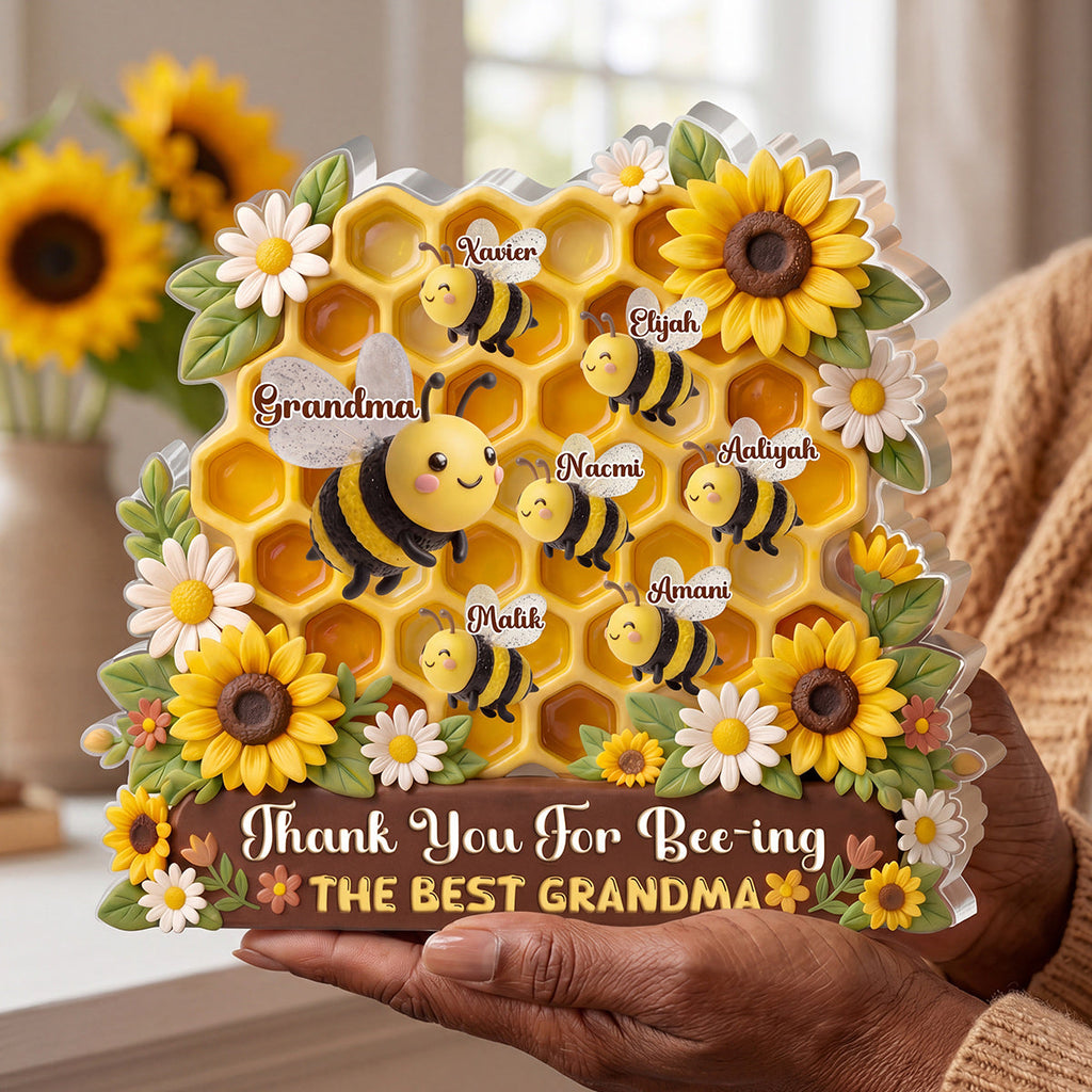 Thank You For Bee-ing The Best Grandma - Personalized Custom Shaped Acrylic Plaque