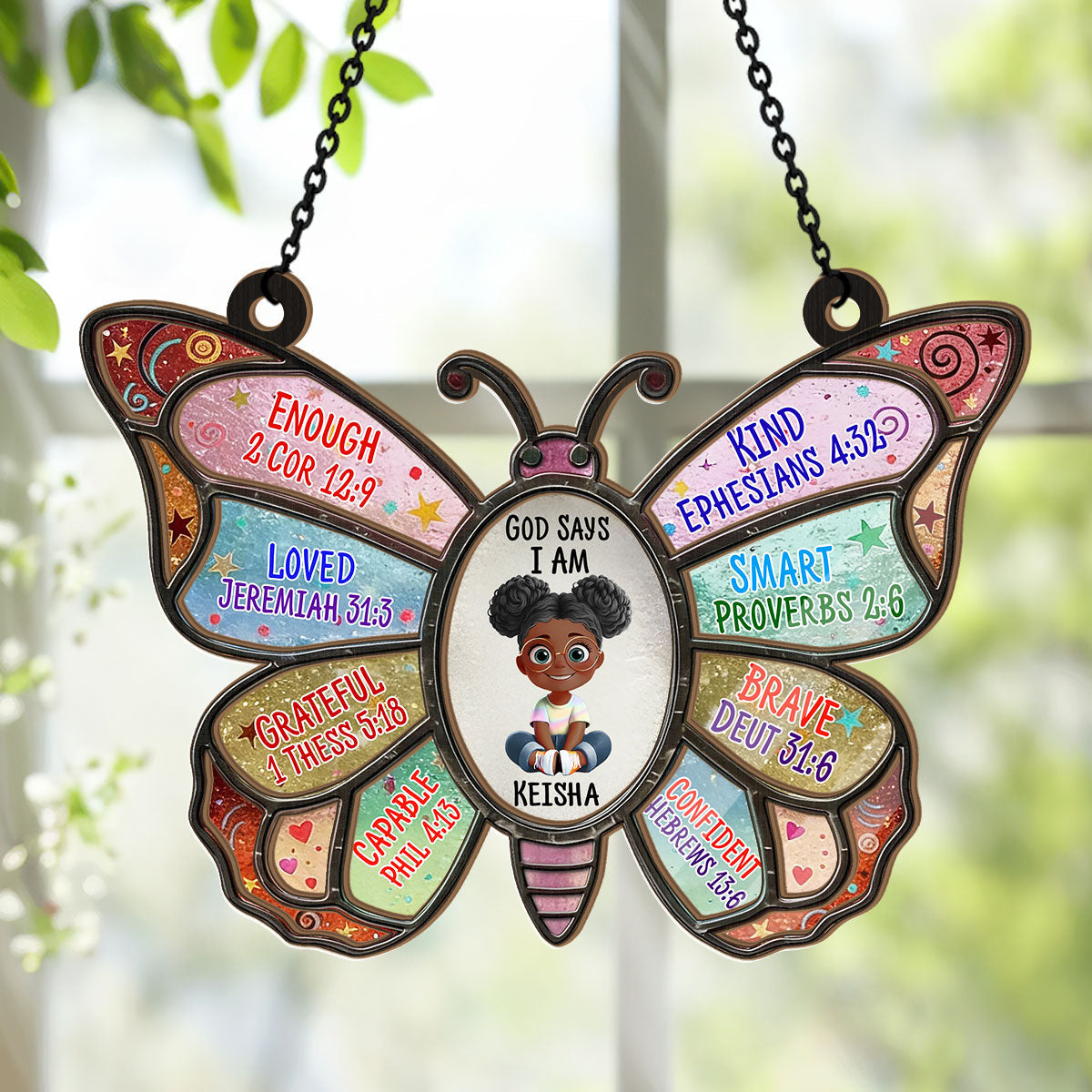 God Says I Am - Personalized Window Hanging Suncatcher