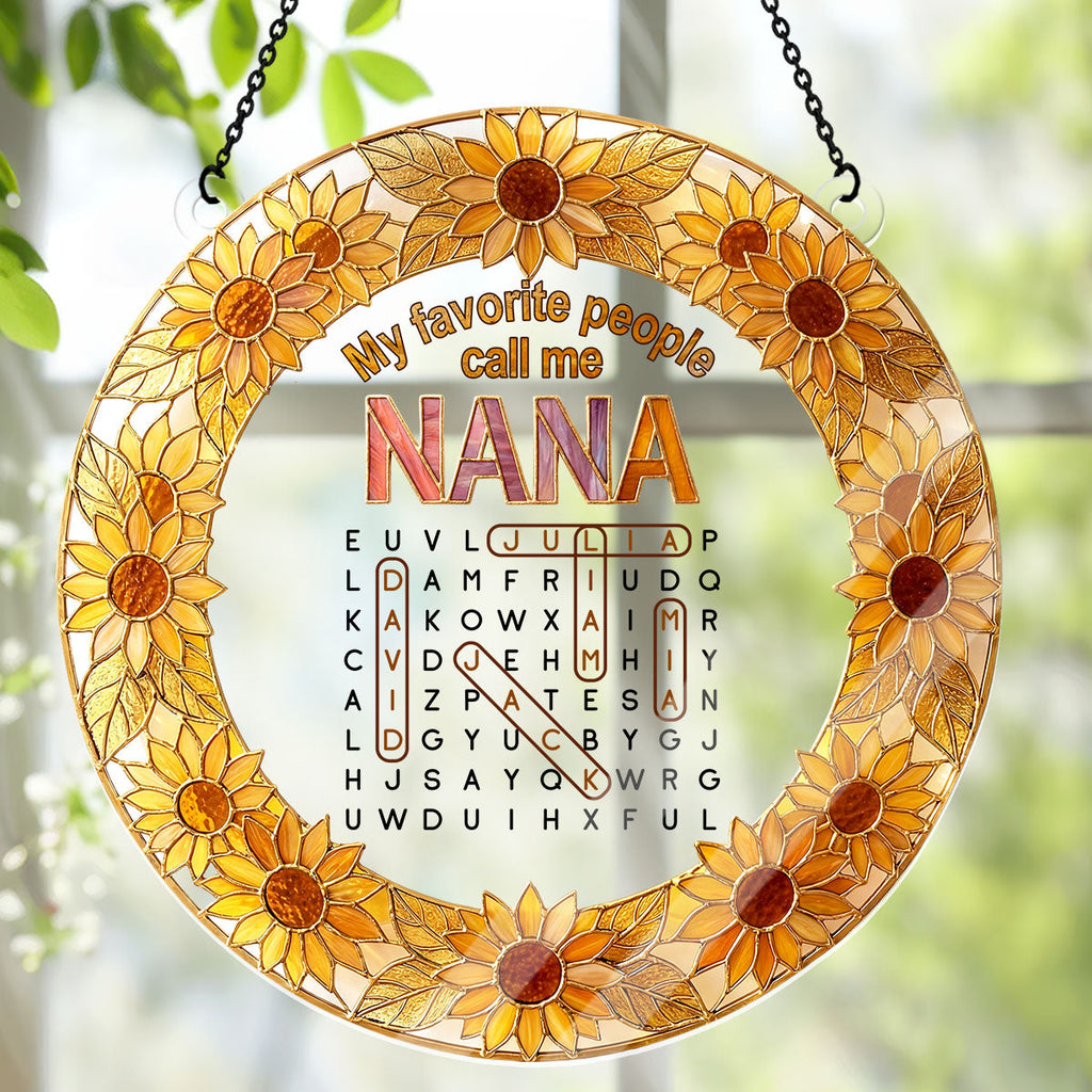 Favorite People Call Me Grandma Word Search Puzzle - Personalized Acrylic Suncatcher