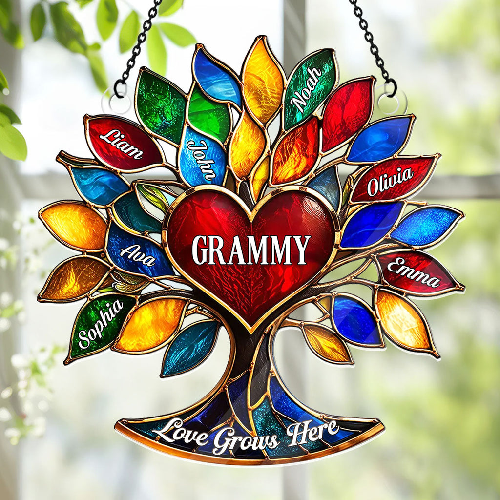 Love Grows Here - Personalized Acrylic Suncatcher