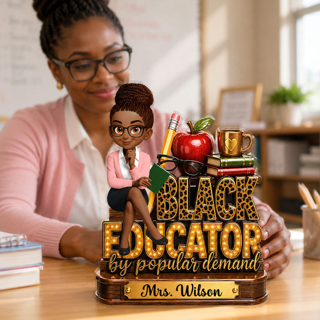 Black Educator Back To School Decor For Teacher - Personalized Custom Shaped Acrylic Plaque