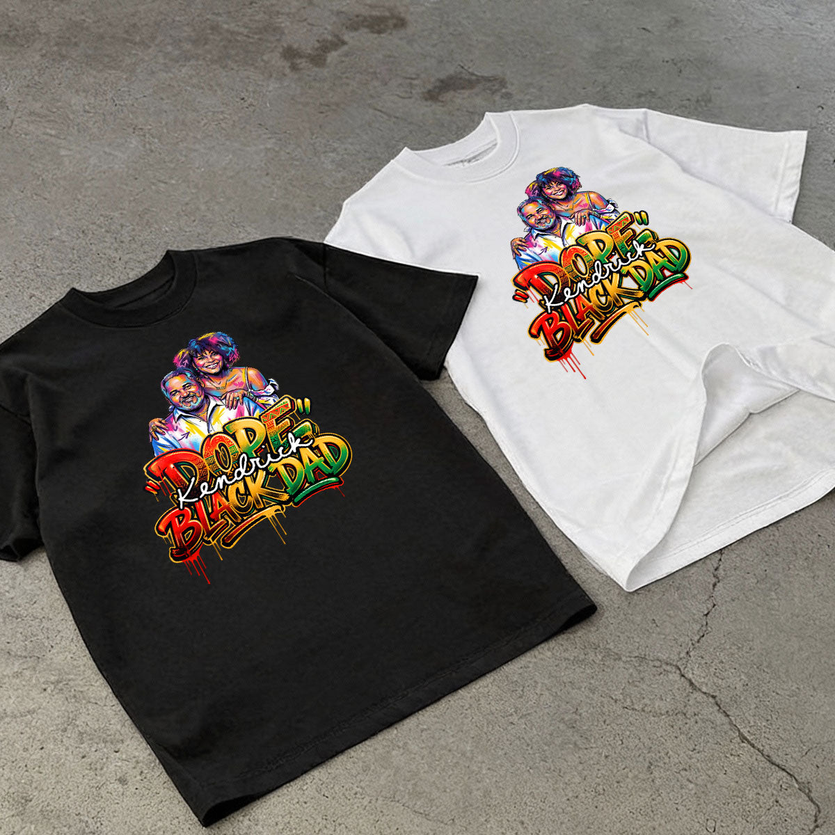 Custom Photo Dope Black Dad Graffiti - Personalized 2D Unisex T-shirt