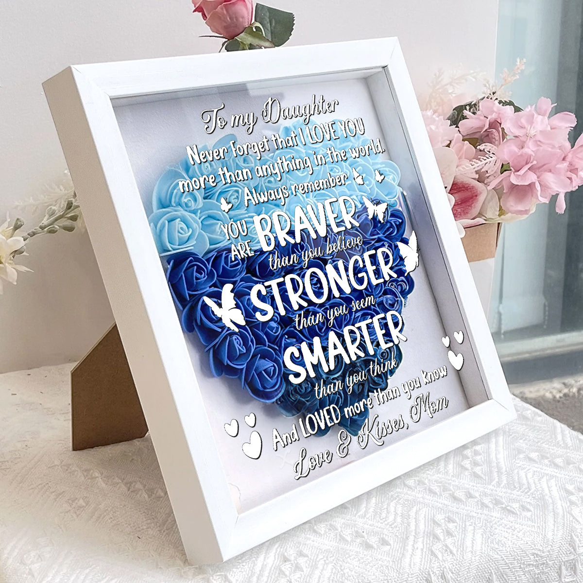 Never Forget That I Love You - Personalized Heart Flower Shadow Box