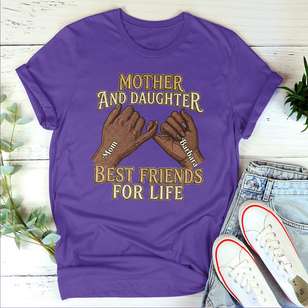 Mother And Daughter Best Friend For Life - Personalized 2D Unisex T-shirt