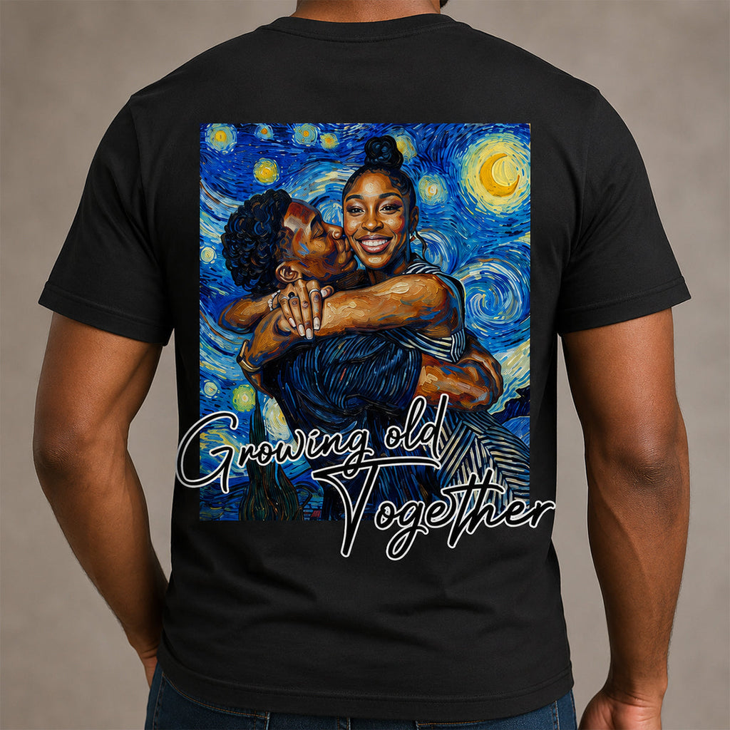 Custom Photo Van Gogh Art Love Forever - Personalized T-shirt With Front Back Design