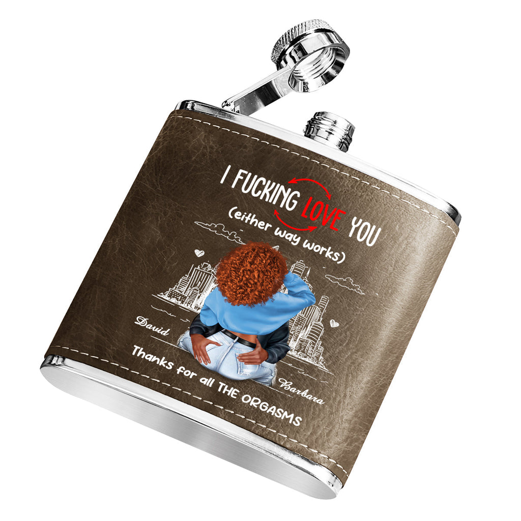 Thanks For All The Orgasms - Personalized Leather Flask
