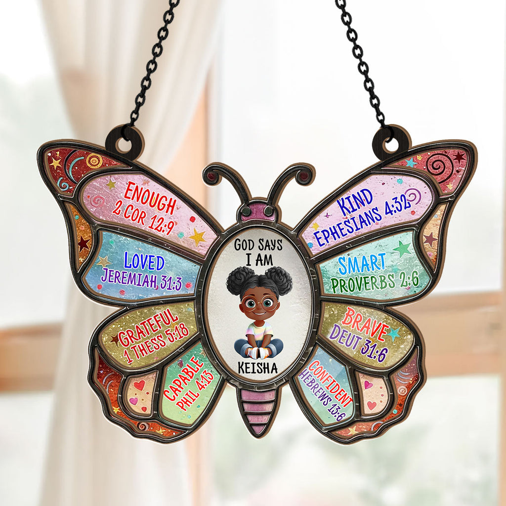 God Says I Am - Personalized Window Hanging Suncatcher