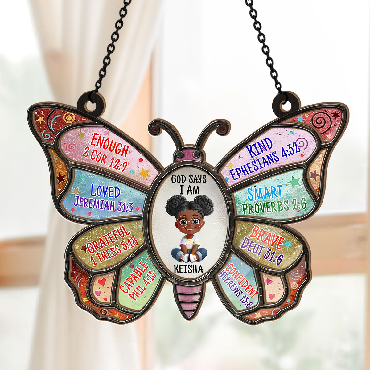 God Says I Am - Personalized Window Hanging Suncatcher