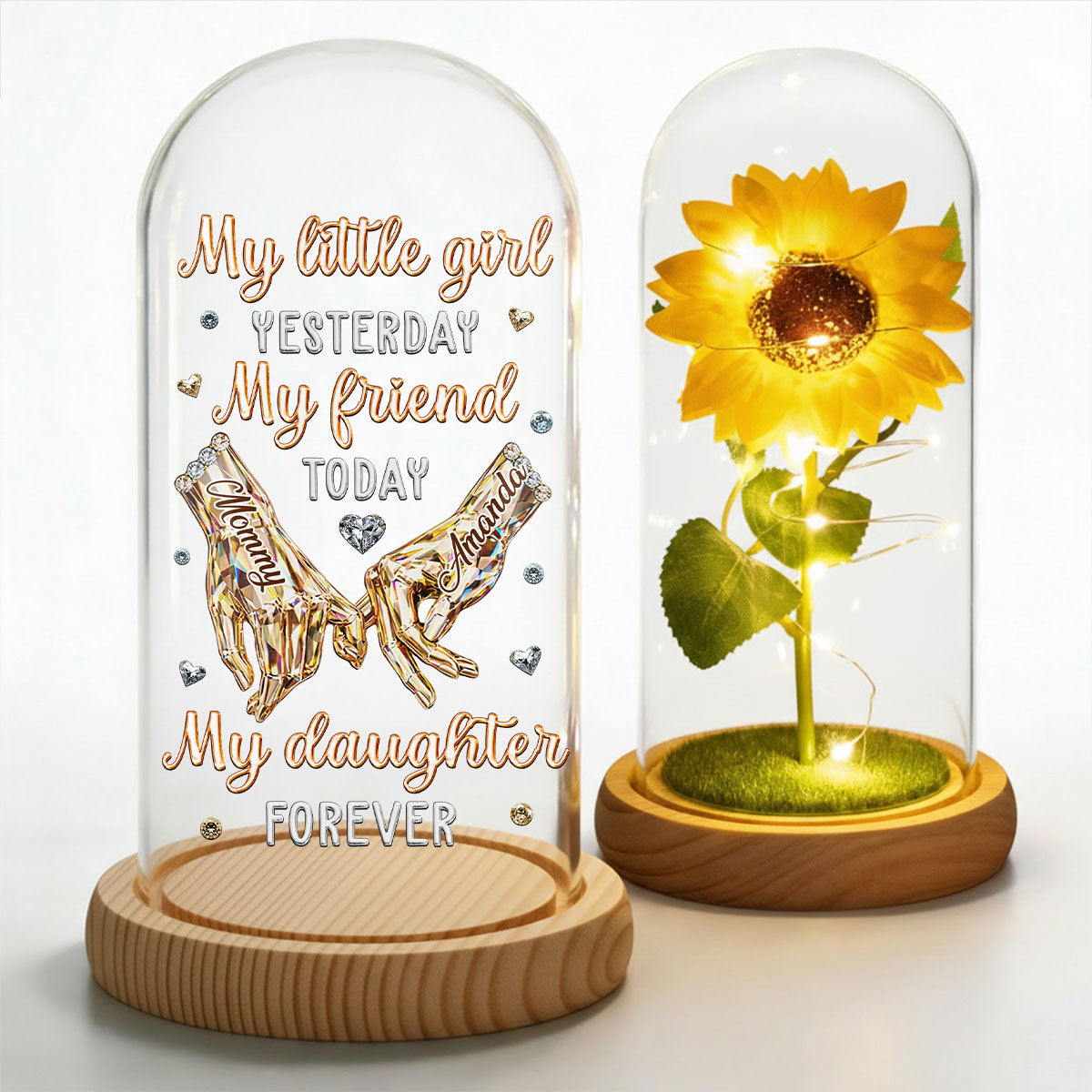My Little Girl Yesterday, My Friend Today, My Daughter Forever  - Personalized Sunflower Dome Lamp