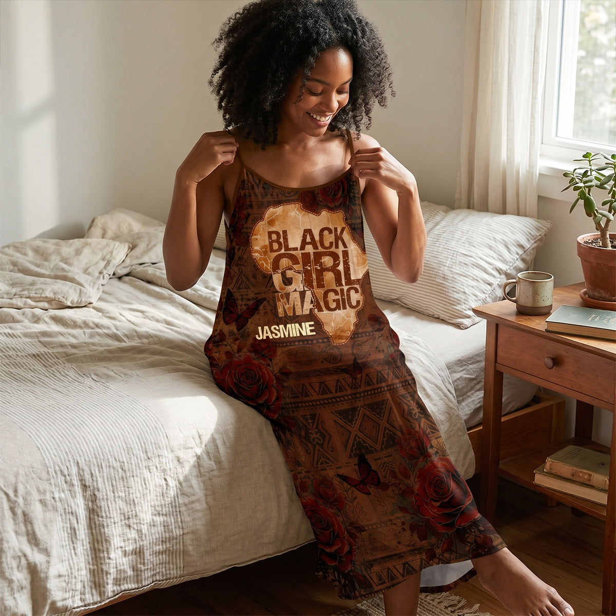 Black Girl Magic - Personalized Backless Cami Maxi Dress