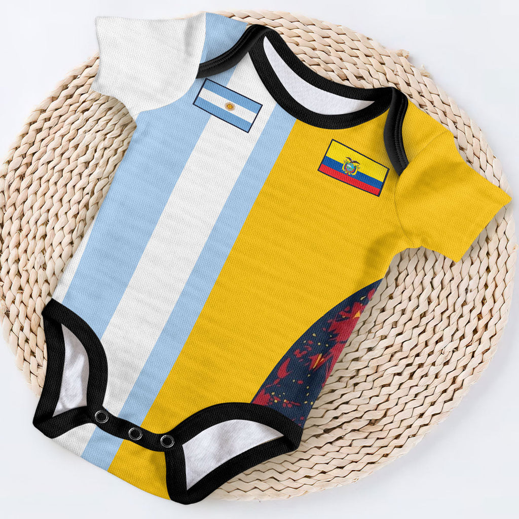 Little Soccer Fan Two Teams Version - Personalized All Over Print Onesie