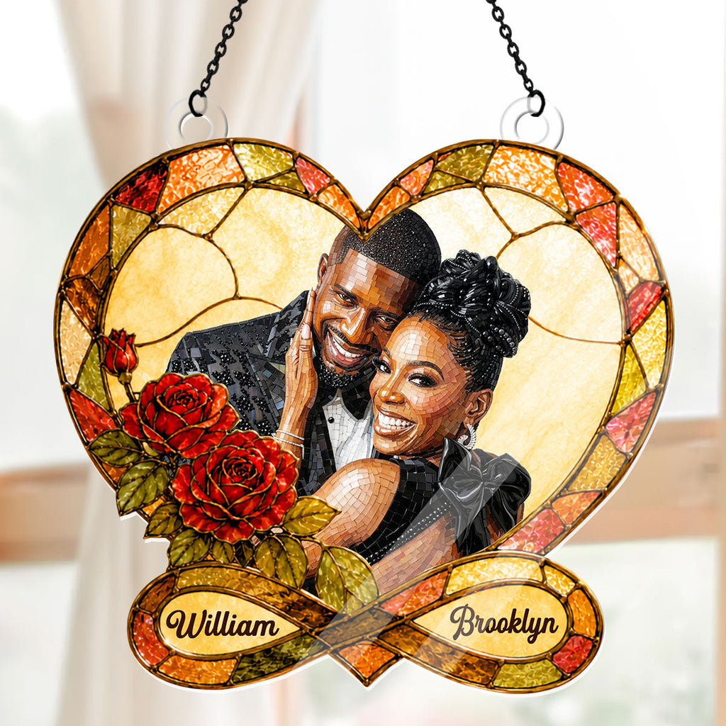 Custom Photo Stained Glass Infinity Love - Personalized Acrylic Suncatcher