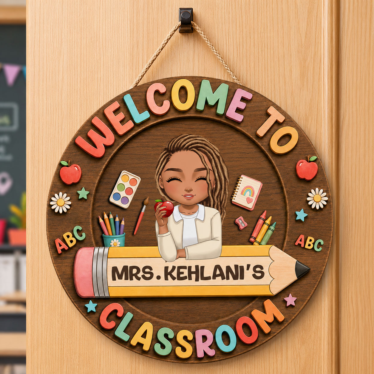 Welcome To This Classroom - Personalized Wooden Door Sign