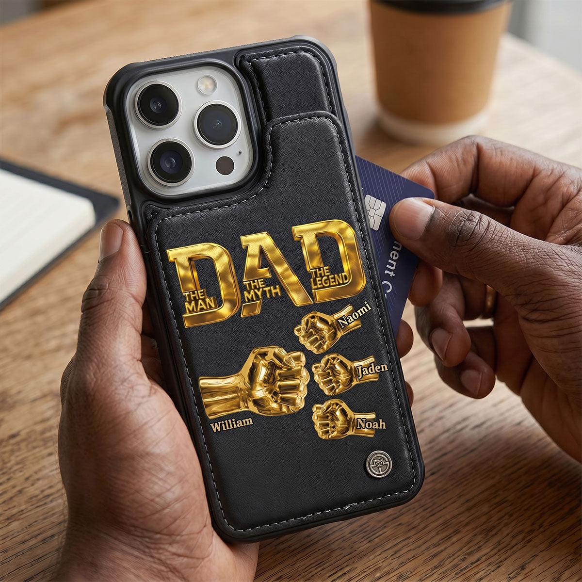 Dad The Man The Myth The Legend - Personalized Leather Flip Wallet Phone Case