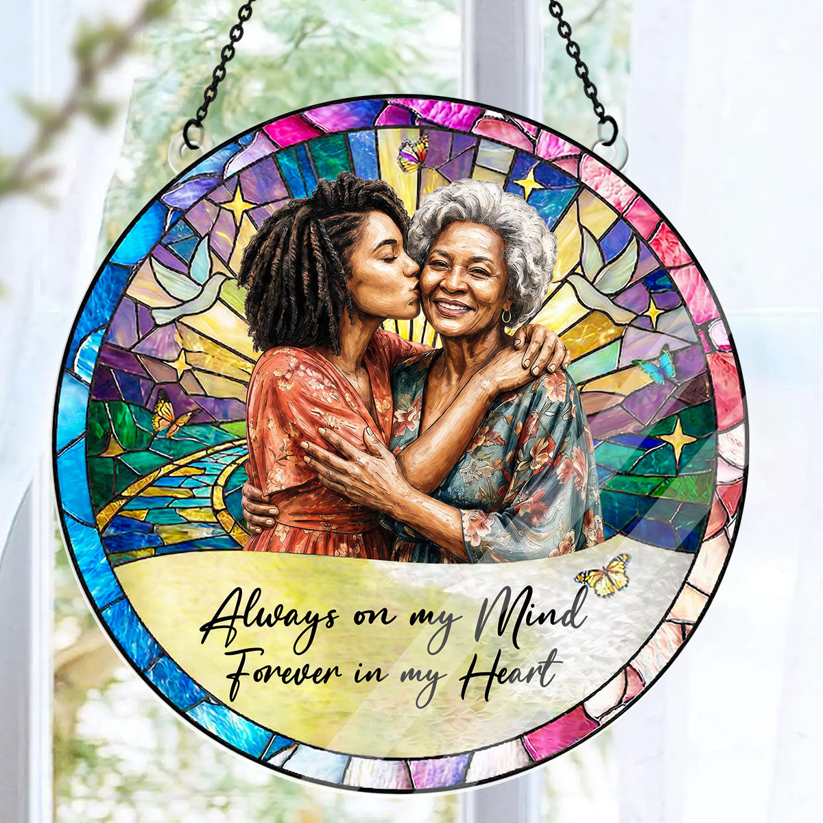 Always And Forever In Our Hearts  - Personalized Acrylic Suncatcher