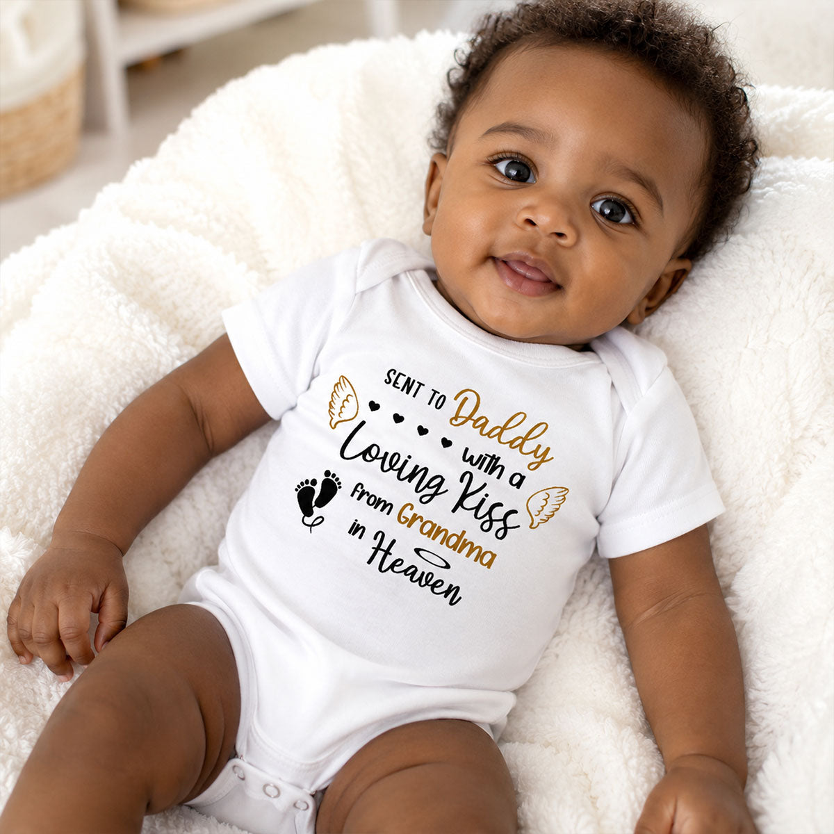 Sent To Daddy With A Loving Kiss - Personalized Baby Onesie
