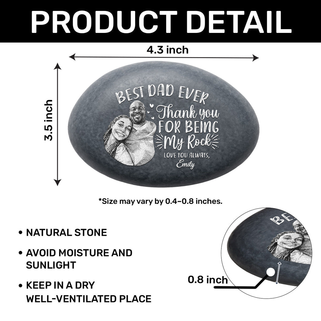 Custom Photo Pencil Sketch Best Dad Ever - Personalized Printed Rock