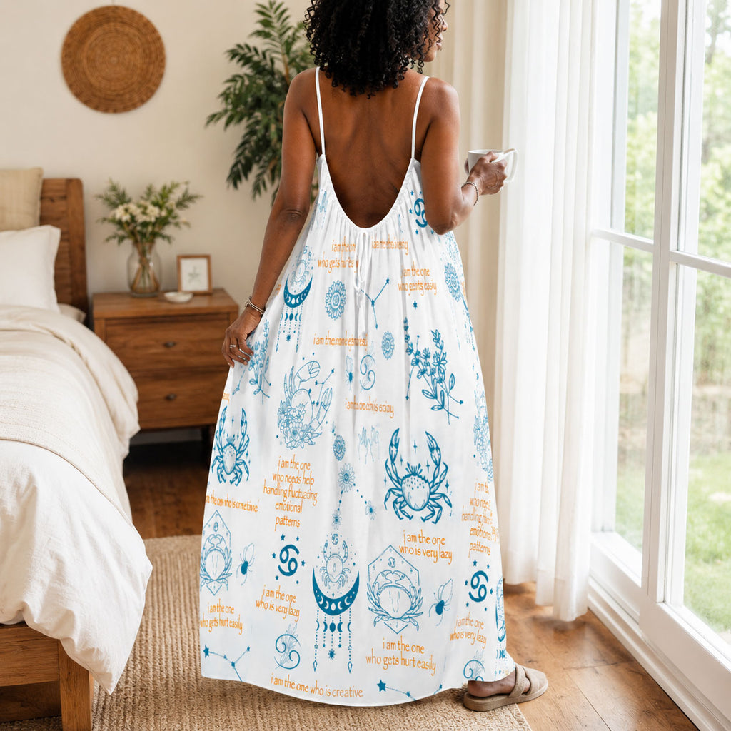 12 Zodiac Signs - Personalized Backless Cami Maxi Dress