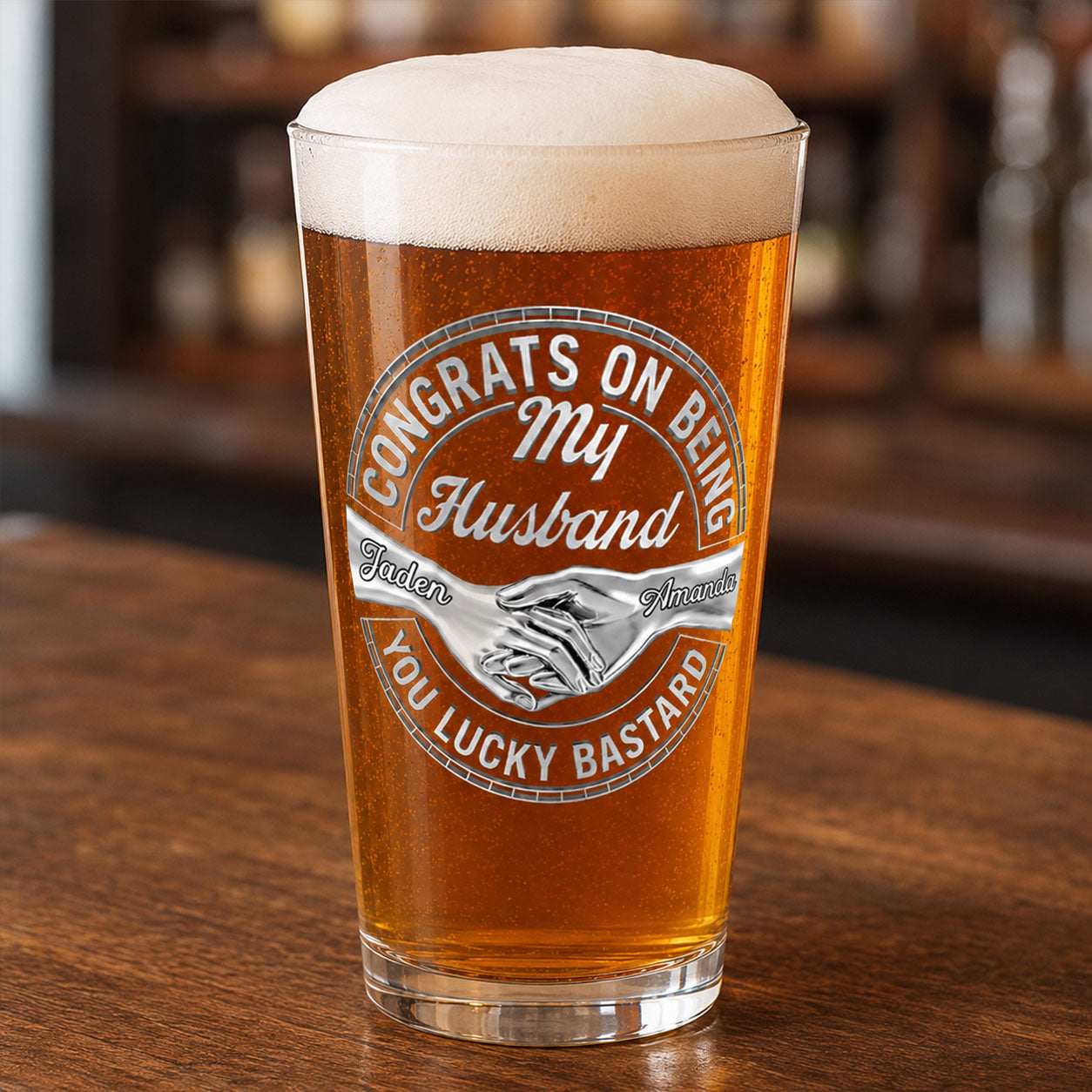 Congrats On Being My Husband - Personalized Beer Glass