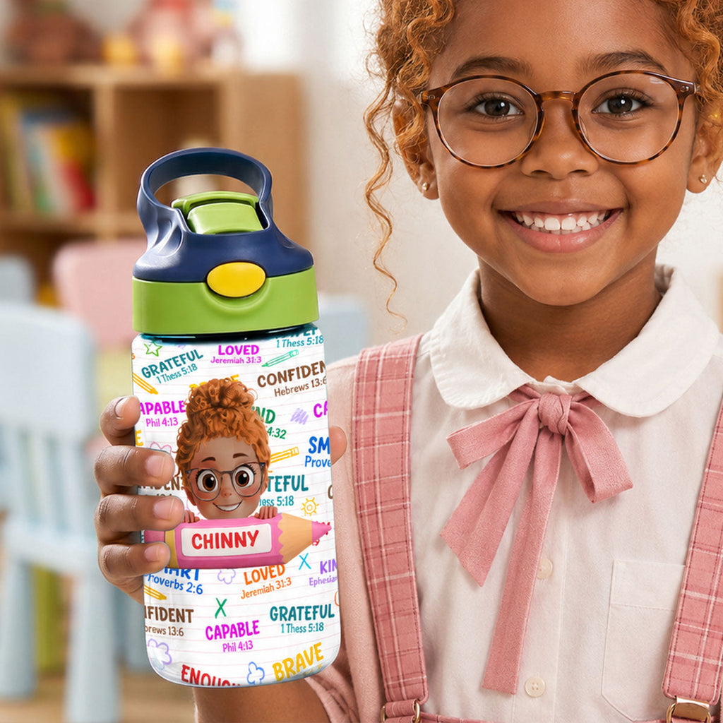 God Says I Am - Personalized Kid Water Bottle