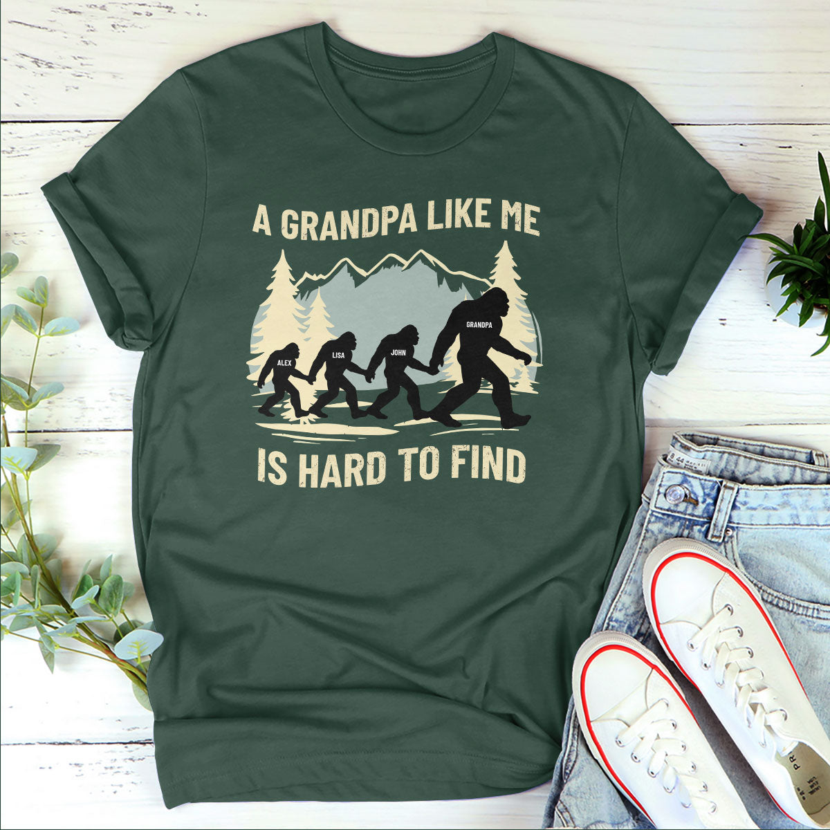 Funny Bigfoot For Dad, Grandpa - Personalized 2D Unisex T-shirt