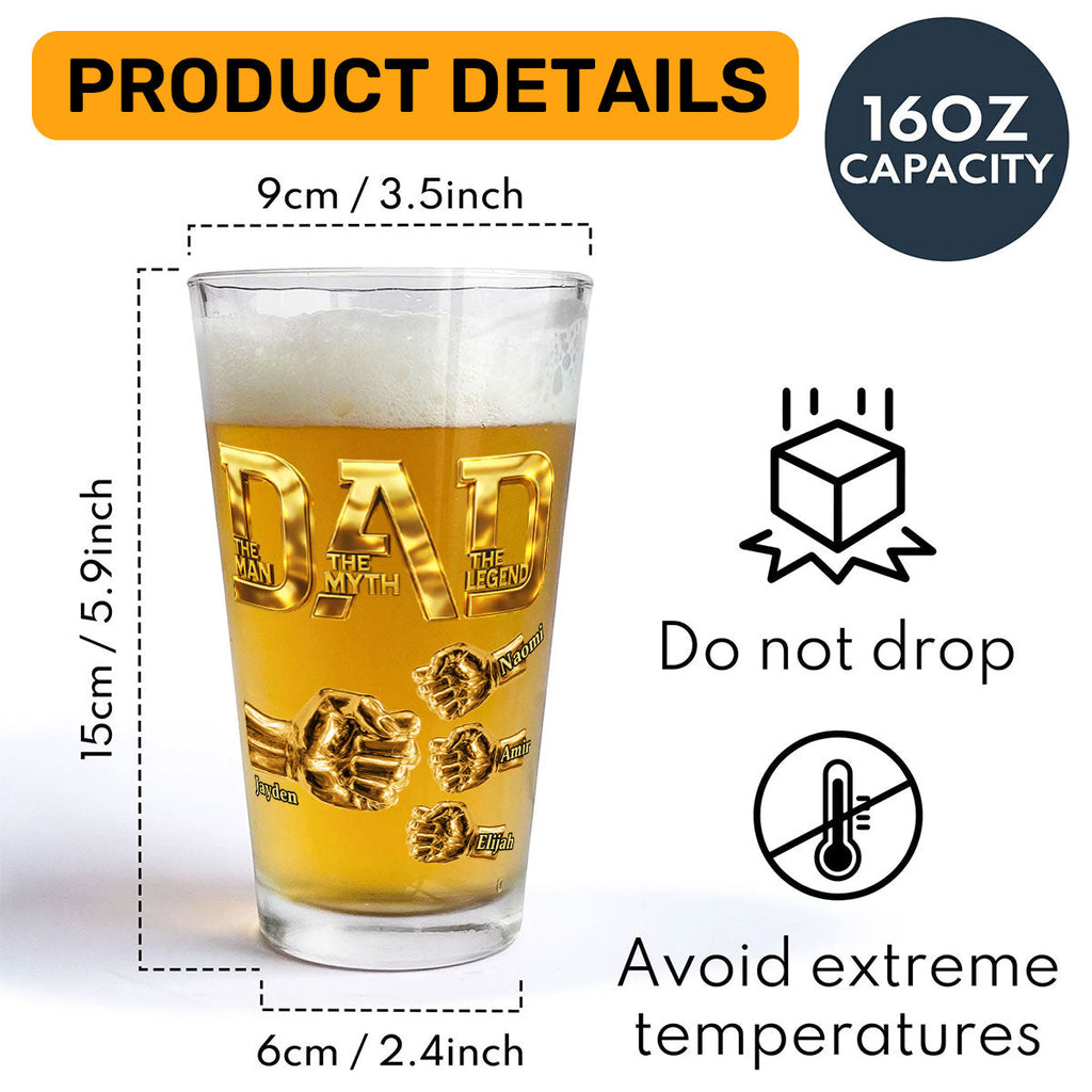 Dad The Man The Myth The Legend - Personalized Beer Glass
