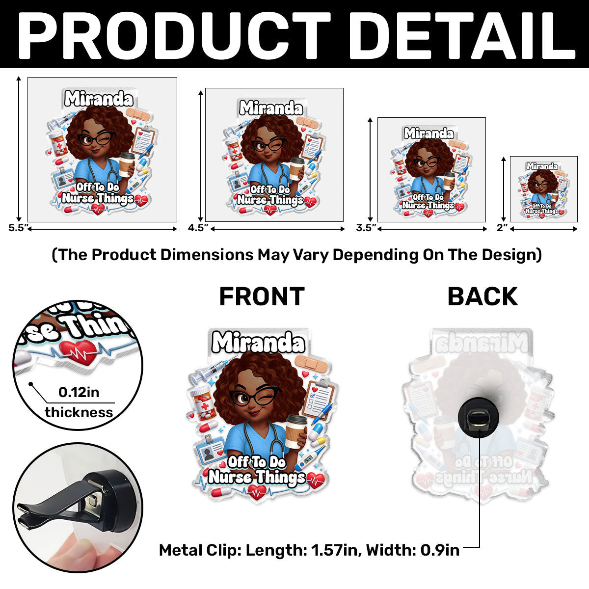 Off To Do Nurse Things - Personalized Acrylic Car Vent Clip